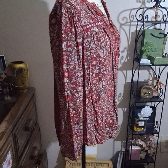 Anthropologie One September Bohemian Red Patterned Women's Top Size Medium - Picture 5 of 11